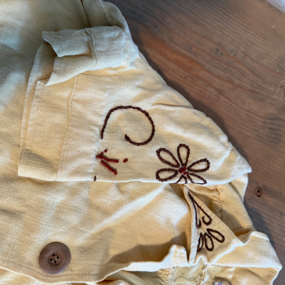 Vintage 50s Bullocks Sunkist Fashions Chain Stitched Yellow Blouse true vintage - Picture 7 of 11